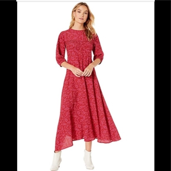 Free People Holiday Christmas Red prairie dress